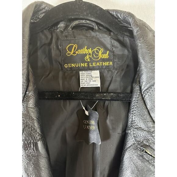 Leather & Soul Patchwork BLACK‎ GENUINE Leather Jacket (Womens XL)​ - Picture 2 of 4